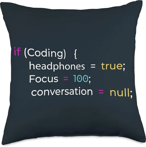 Vista 4 de Coding Headphones True Focus 100 Conversation Null If Coding Headphones True Focus 100 - Almohada de conversación, 16 x 16 pulgadas, multicolor