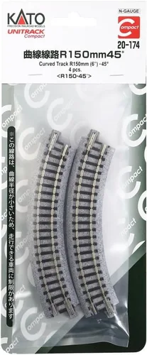 Vista 4 de Kato USA Model Train Products UNITRACK Pistas compactas (4 piezas), 5.906 in/(6") Radio/45 grados