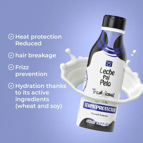 Vista 5 de Leche Pal Pelo Protector térmico para el cabello sin tratamiento con soja natural, trigo y aloe vera, 14.9 onzas.