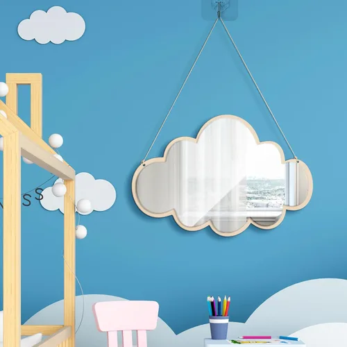 Vista 3 de FOMIYES Espejo de nube de madera: decoración de pared nórdica estilo para la habitación de los niños - Diseño ligero y seguro para dormitorio