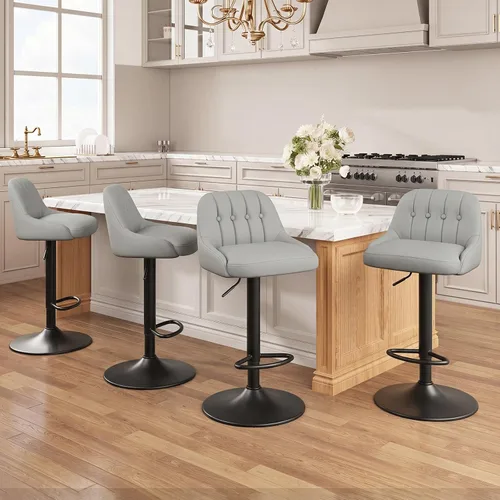 Vista 12 de MALOL Bar Stools Set of 1, Swivel Bar Chairs, Modern Adjustable PU Leather Upholstered Barstools Counter Height with Tufted Back for Bar, Kitchen