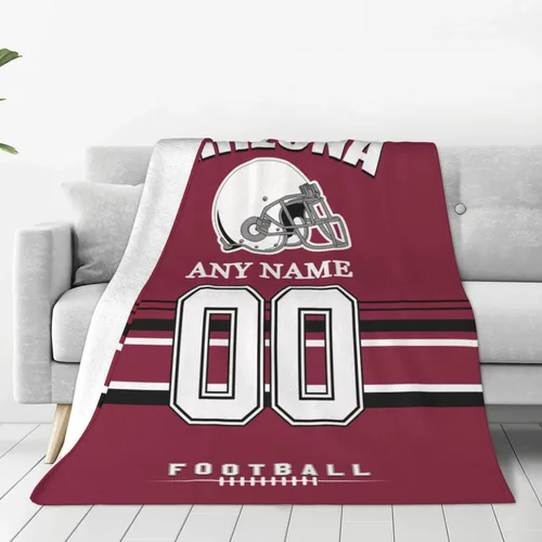 Vista 2 de Manta personalizada de Arizona, manta personalizada con cualquier nombre y número, mantas ligeras y cálidas personalizadas, regalos para hombres