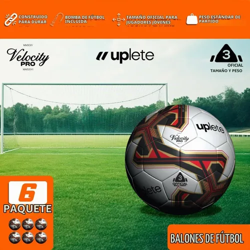 Vista 2 de Soccer Balls for Kids and Adults - 6-Pack with Sizes 3, 4, 5 - Includes Ball Pump and Carry Bag