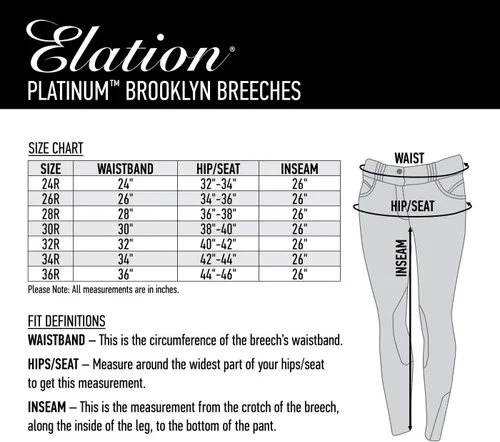 Vista 5 de ELATION EuroSeat Breeches, Platinum Brooklyn Riding Breeches for Women, Thick Elastic High Waist w/Contrast Piping & Leather Knee Patch –Ladies