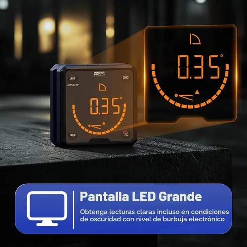 Vista 6 de HueparPro Medidor de Ángulo Digital Buscador de Ángulos Nivel con Base Magnética de Ranura en V y LCD Retroiluminada Regla de Ángulo Medidor