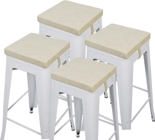 Vista 21 de baibu Juego de 2 cojines cuadrados de espuma viscoelástica de 12 pulgadas, diseño de doble capa con lazos, cojín cuadrado para silla para taburetes