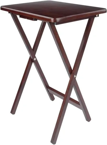 Vista 5 de Pemberly Row Mesa rectangular de madera maciza de transición para TV en nogal (juego de 4)