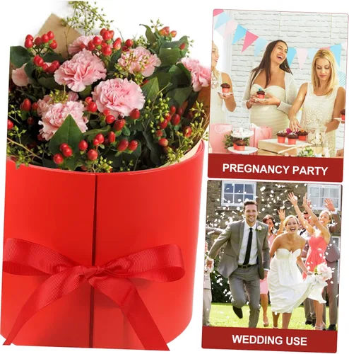 Vista 4 de TEHAUX Caja de 2 piezas en forma de corazón, flores artificiales, flores artificiales, nupec, delicada, caja de embalaje de regalo, flores de boda