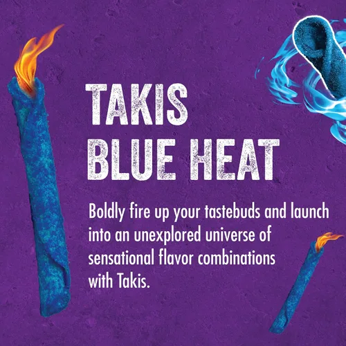 Vista 4 de Takis Blue Heat Rolled Tortilla Chips, chile picante aromatizado artificialmente, bolsa de 4 onzas
