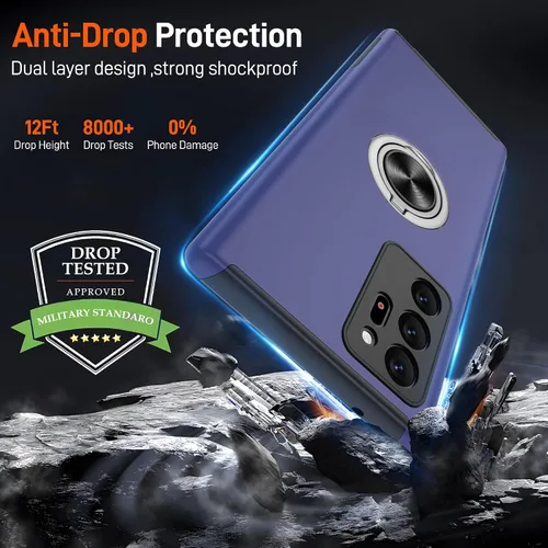Vista 152 de Gritup - Funda para Galaxy A05S con protector de pantalla HD×2, funda protectora para teléfono a prueba de golpes con soporte magnético de anillo