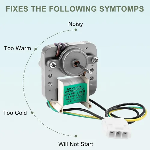 Vista 5 de Motor del ventilador del evaporador del refrigerador 297309000 297250000 compatible con Cro-sley Frigid-aire Elec-trolux Ken-More refrigerador