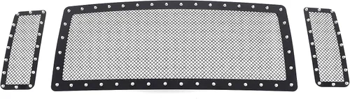 Vista 2 de APS Compatible con Ford F-250 F350 F450 F550 2008-2010 XLT lariat King Ranch Principal Superior Acero Inoxidable Negro Malla Remache Studs Front