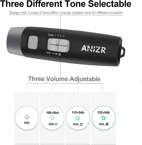 Vista 2 de ANIZR Silbatos electrónicos con cordón, ajustable de 3 tonos y 3 silbatos de emergencia de gran volumen, silbato de árbitro de baloncesto