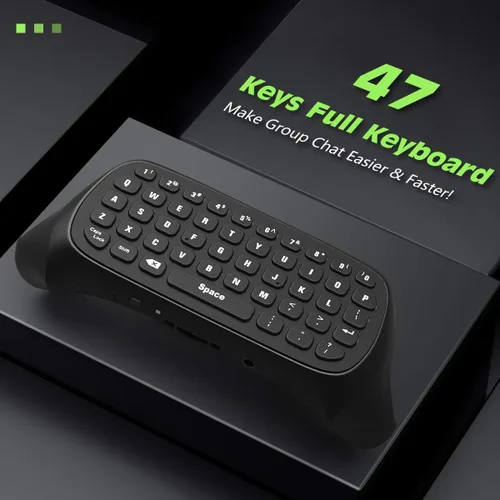 Vista 5 de TiMOVO Green Backlight Keyboard for Xbox One Xbox Series XSWireless Chatpad Message KeyPad with Headset Audio JackMini Game Keyboard Fit Xbox