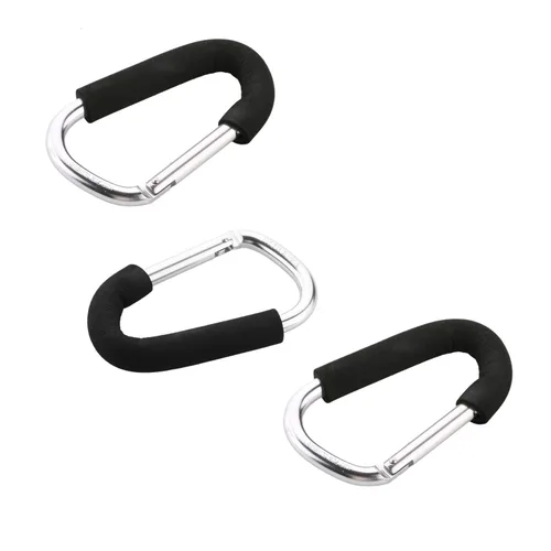 Vista 7 de MroMax 3 ganchos para cochecito, clip de mosquetón de 5.5 pulgadas, gancho de viaje negro más fácil, gancho para correa de cochecito de perro