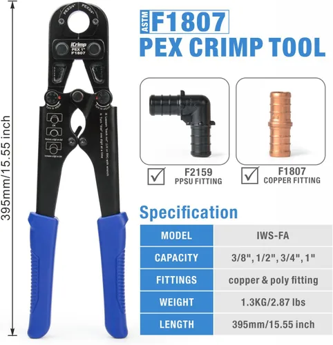 Vista 6 de iCrimp - Kit de engaste de anillos de cobre C/W 50 piezas de anillos de cobre de 3/4 pulgadas