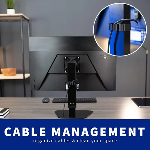 Vista 8 de VIVO Soporte de escritorio de montaje para monitor único, brazo ajustable de altura alta para pantallas de hasta 32 pulgadas, negro, STAND-V001V