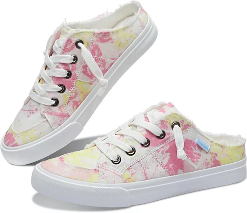 Vista 24 de Obtaom Sandalias de lona para mujer con espuma viscoelástica Clipper, tenis de moda, cómodas, fáciles de poner, sandalias sin tacón para mujer Beige