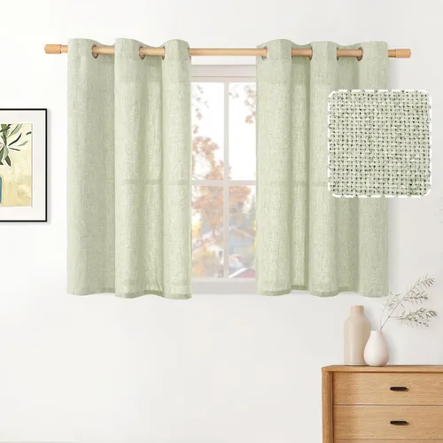 Vista 126 de BGment Cortinas de Lino Beige de 63 Pulgadas de Largo 2 Paneles - Tratamientos para Ventanas con Textura de Arpillera Filtrantes de Luz Cortinas