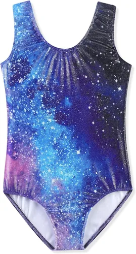 Vista 132 de HOZIY - Leotardos de manga larga para niñas, de gimnasia, para niños pequeños, trajes florales de unicornio, galaxia, arco iris, patrón de rayas