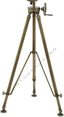 Vista 3 de Vintage Designs - Lámpara de pie con trípode ajustable de aluminio de 78 pulgadas, acabado de latón, lámpara de pie náutica industrial
