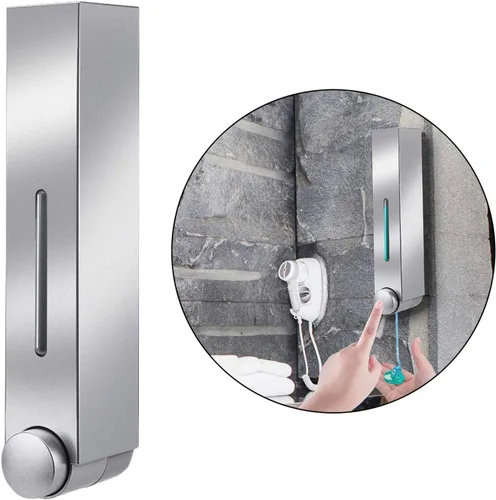 Vista 5 de Dispensador de jabón montado en la pared, loción de ducha, champú y gel Cotainer para baño, inodoro, oficina, cafetería, restaurante, hotel, triple