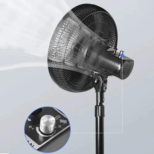 Vista 6 de Ventilador de piso solar portátil, ventilador de pedestal oscilante recargable con panel solar, batería de 15600 mAh, dos métodos de carga
