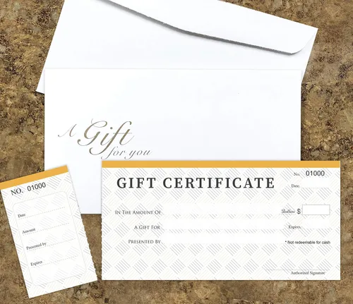 Vista 2 de Tarjetas de certificados de regalo en blanco con sobres 25set -Modern Line- Cupones, Vales para Negocios
