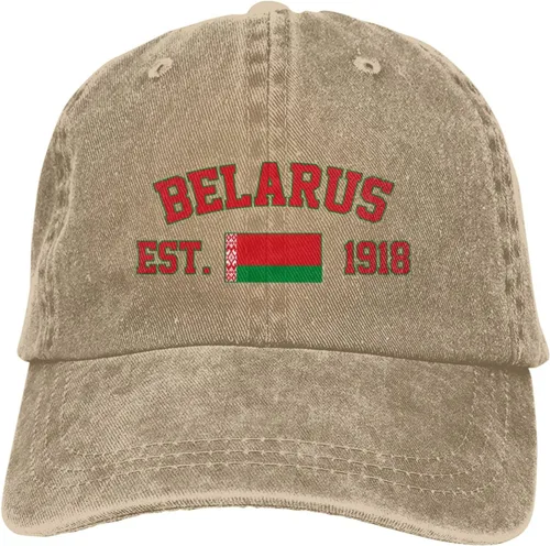 Vista 9 de Gorra de béisbol con bandera de Bielorrusia, vaquera, de algodón, unisex, patriótica, Natural