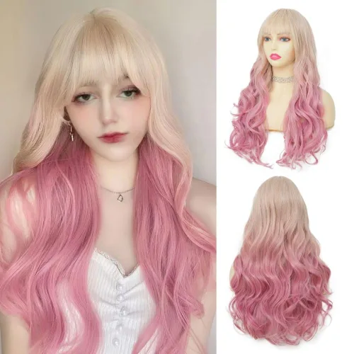 Vista 8 de Pelucas largas rizadas y onduladas de Dai Cloud, con cabello negro y reflejos blancos, de pelo sintético, resistente al calor, para mujer, para uso