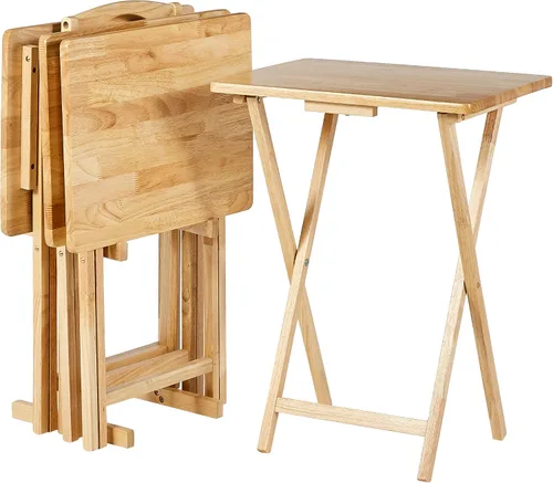 Vista 10 de Amazon Basics Cena portátil para TV, paquete de 4 unidades, mesa rectangular plegable con estante de almacenamiento, color negro, 15 x 19 x 26
