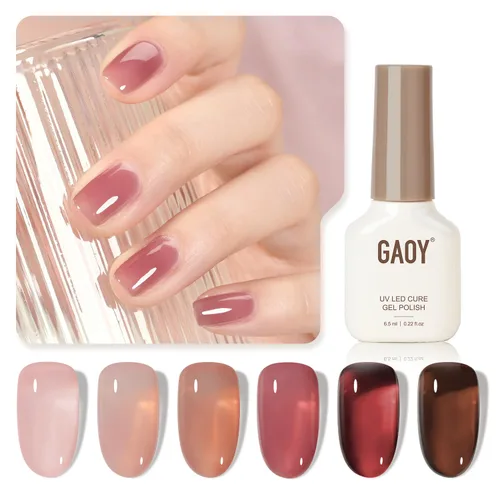 Vista 32 de GAOY Berry Collection - Esmalte de uñas en gel, color rosa intenso, borgoña, rojo, cereza y magenta, kit de esmalte de uñas para manicura de salón