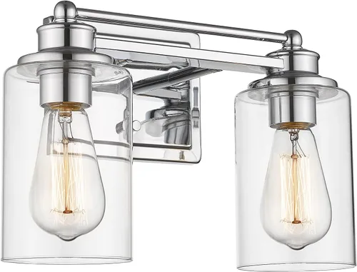 Vista 7 de HWH - Lámpara de tocador cromada con 5 luces sobre espejo, lámpara de pared moderna para baño, 37 pulgadas, acabado cromado, 5HLT63B-5W CH