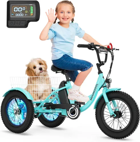 Vista 8 de NAIZEA Bicicleta eléctrica para niños, triciclo de 16 pulgadas para niños y niñas de 6 a 12 años, bicicleta eléctrica para niños de 250 W, bicicleta