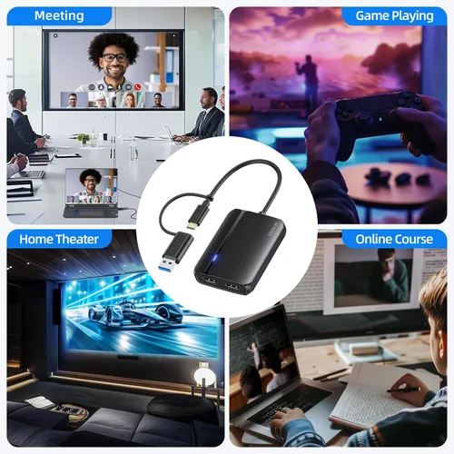 Vista 7 de Estación de acoplamiento, 18 en 1 USB C Docking Dtation 3 monitores para laptop Windows/MacBook Pro/Air/Thunderbolt 3 Dock con carcasa SSD 3 HDMI