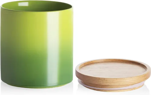 Vista 33 de Recipientes de cocina Sweejar, tarro de almacenamiento de cerámica para alimentos, recipientes apilables con tapa hermética de madera para servir