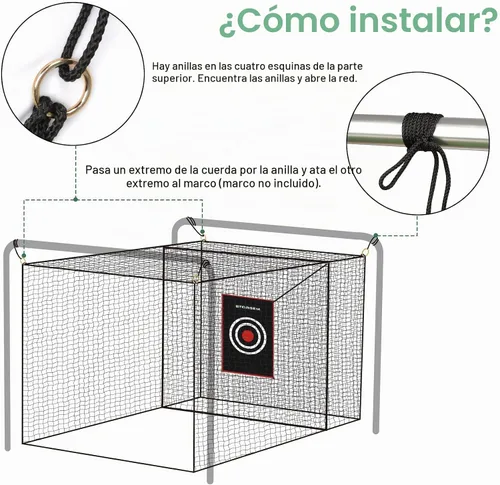 Vista 4 de Storgem Golf Batting Cage Net with Extra Striking Net, Frame NOT Included