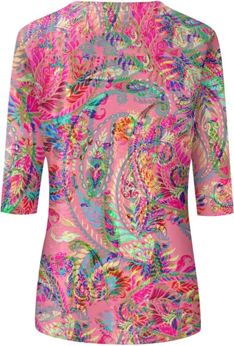 Vista 74 de Camisetas personalizadas para mujer, a la moda, casual, de séptima manga, estampada, cuello redondo, camiseta