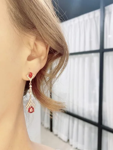 Vista 6 de Cconcept8 - Aretes largos hipoalergénicos y sin Nikel con zircornia, poste de plata de ley 925 para wamen