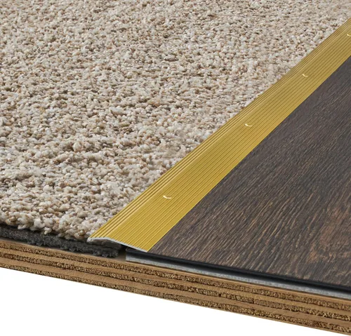 Vista 3 de MD Building - Moldura de alfombra de aluminio, latón satinado, 1-3/8 pulgadas x 36 pulgadas Covers Uneven Flooring Seam, Prevents Fraying Curling