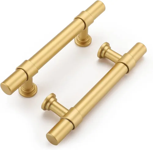 Vista 18 de Haliwu Paquete de 10 Tiradores de Gabinete Negros Tiradores de Gabinete Negros y Dorados, Tiradores de Cajón de Tocador Dorados Barrel para Herrajes