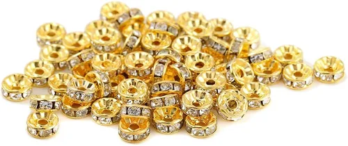 Vista 8 de 200PCS Rondelle Espaciador Perlas 0.157 in Chapado en Oro Checo Cristal Blanco Rhinestone para la fabricación de joyas 200 piezas chapado