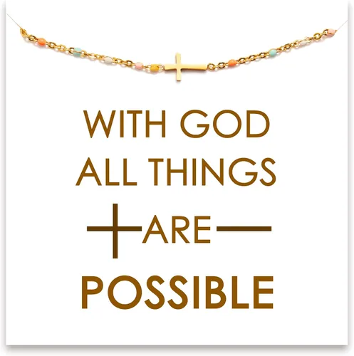 Vista 22 de STORYJEWELLERY Regalos religiosos y cristianos para mujeres, brazaletes con cruz, para bautismo, confirmación y Pascua, regalos para dar aliento a