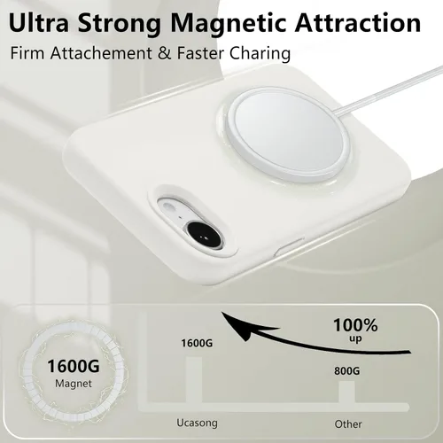 Vista 459 de Funda magnética de silicona para iPhone 13 Pro, color blanco antiguo [Compatible con Magsafe] [Forro de microfibra suave antiarañazos], funda