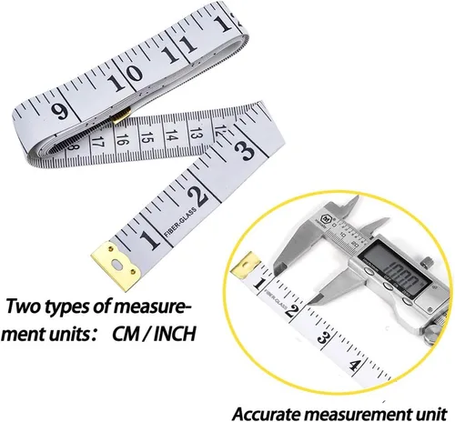 Vista 2 de Cinta métrica suave de 79 pulgadas/78.7 in, cinta métrica de bolsillo para coser cuerpo, tela a medida, color blanco, paquete de 2