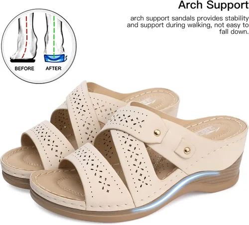 Vista 2 de SHIBEVER Sandalias de cuña para mujer de verano cómodos zapatos de sandalias de plataforma con puntera abierta