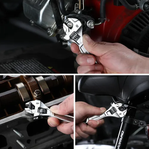 Vista 7 de WORKPRO - Llave ajustable de 4 pulgadas de servicio pesado con escala imperial y métrica, llave premium de acero Cr-V, cromada