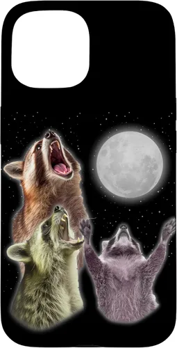 Vista 6 de Funda para iPhone 16 3 mapache luna aullando divertido mapache animal amante zoólogo