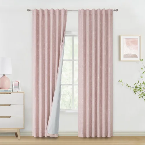 Vista 16 de Vision Home Cortinas Completamente Opacas de Lino Azul Niebla de 84 Pulgadas de Largo para Dormitorio y Sala de Estar, Paneles de Ventana Niebla Azul