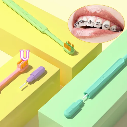 Vista 4 de Y-Kelin Cepillo de dientes de ortodoncia 2IN1 con cepillo interdental